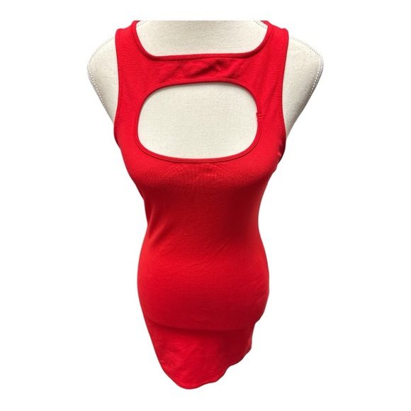 ZARA Red Mini Bodycon Dress Cut Out Sz M Party Club Flattering - Picture 4 of 15